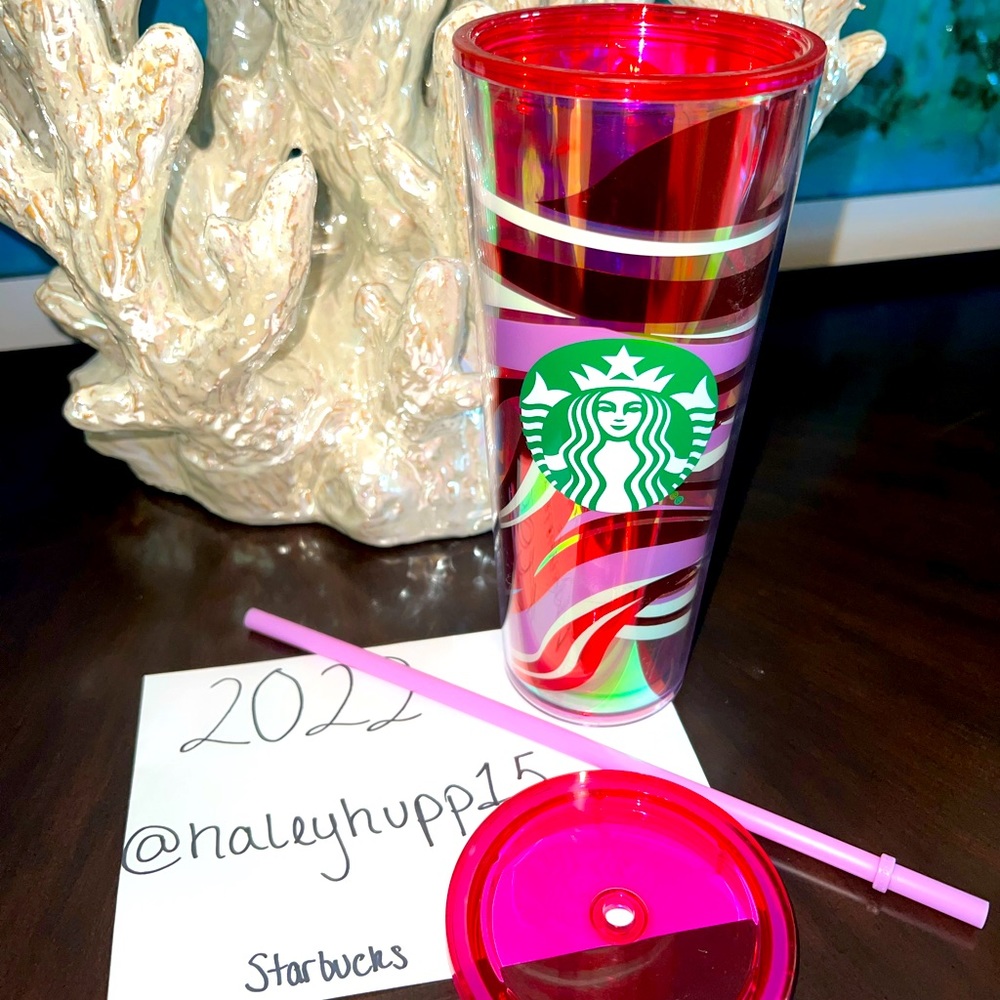 ❣️Starbucks Holiday 2021 Red and Pink Swirl Cold
Cup Tumbler Venti 24oz💗❤️